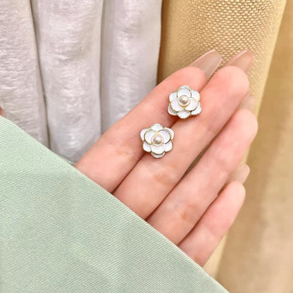 Wholesale Jewelry 1 Pair Simple Style Flower Alloy Zircon Ear Studs