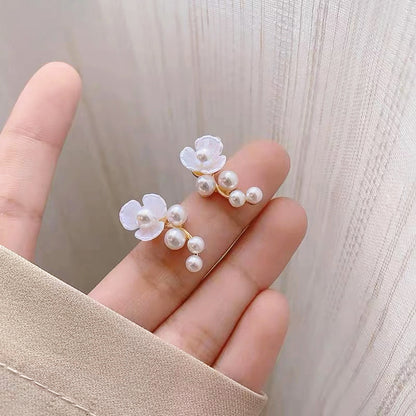 Wholesale Jewelry 1 Pair Simple Style Flower Alloy Zircon Ear Studs