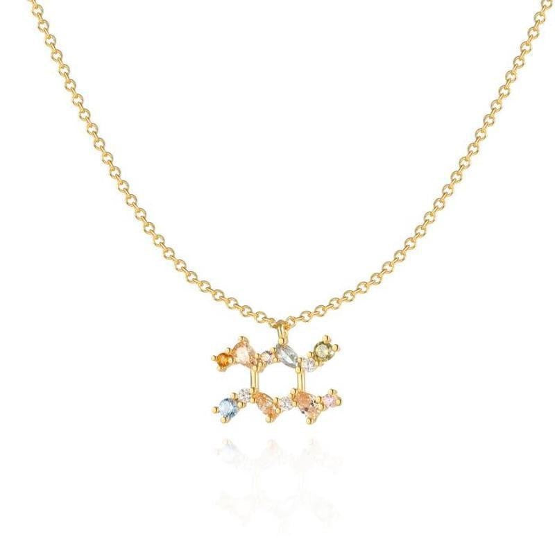 Simple Style Constellation Sterling Silver Metal Inlay Zircon Necklace