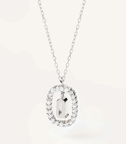 Elegant Simple Style Letter Sterling Silver Zircon Pendant Necklace In Bulk