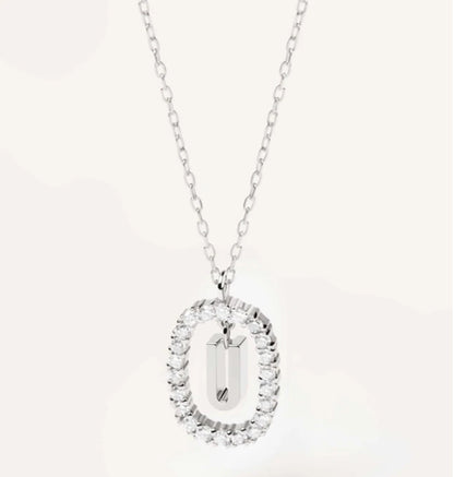 Elegant Simple Style Letter Sterling Silver Zircon Pendant Necklace In Bulk