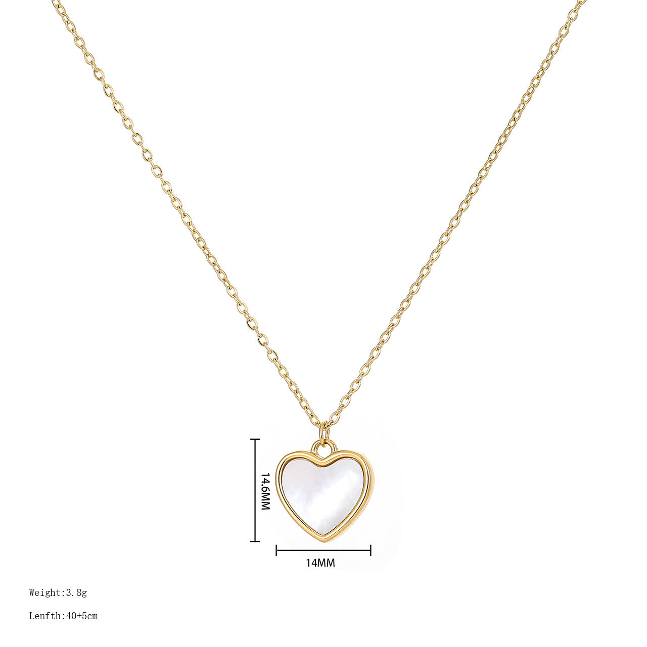 Simple Style Heart Shape Titanium Steel Plating Inlay Shell Pendant Necklace