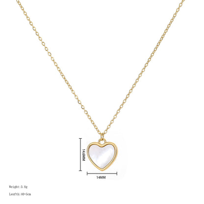 Simple Style Heart Shape Titanium Steel Plating Inlay Shell Pendant Necklace