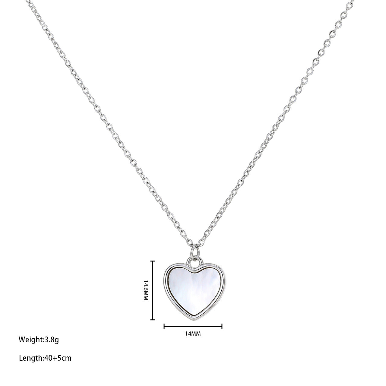 Simple Style Heart Shape Titanium Steel Plating Inlay Shell Pendant Necklace