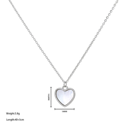 Simple Style Heart Shape Titanium Steel Plating Inlay Shell Pendant Necklace