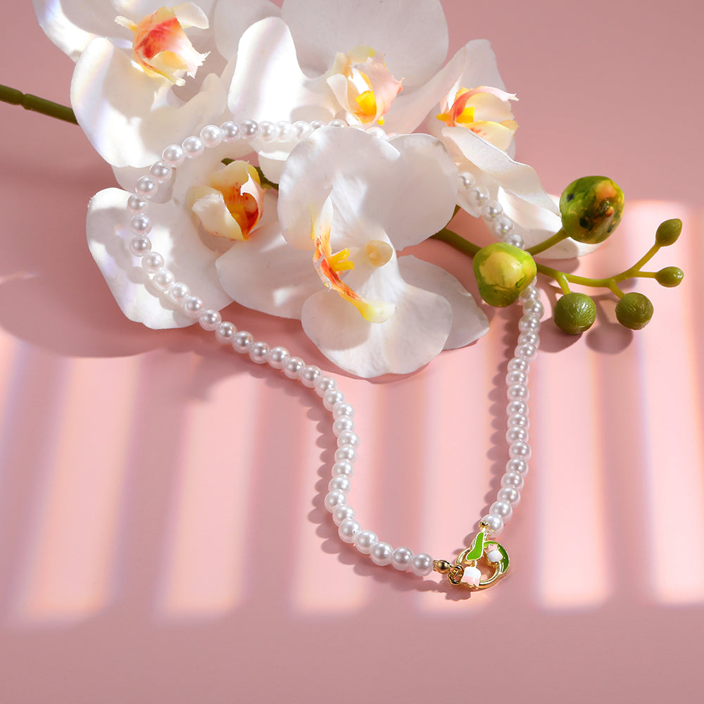 Fairy Style Princess Sweet Tulip Imitation Pearl Alloy Plating Inlay Artificial Crystal Gold Plated Silver Plated Women's Choker