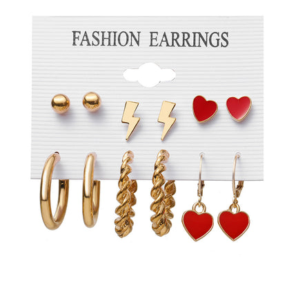 Wholesale Jewelry 1 Set Retro Round Tassel Heart Shape Alloy Earrings