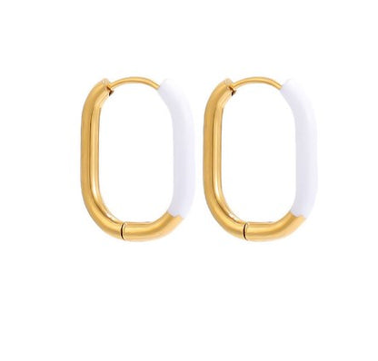 1 Pair Simple Style U Shape Enamel Stainless Steel Earrings