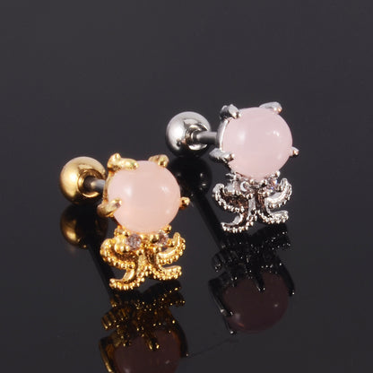 1 Piece Retro Starfish Crab Stainless Steel Copper Inlay Zircon Ear Studs