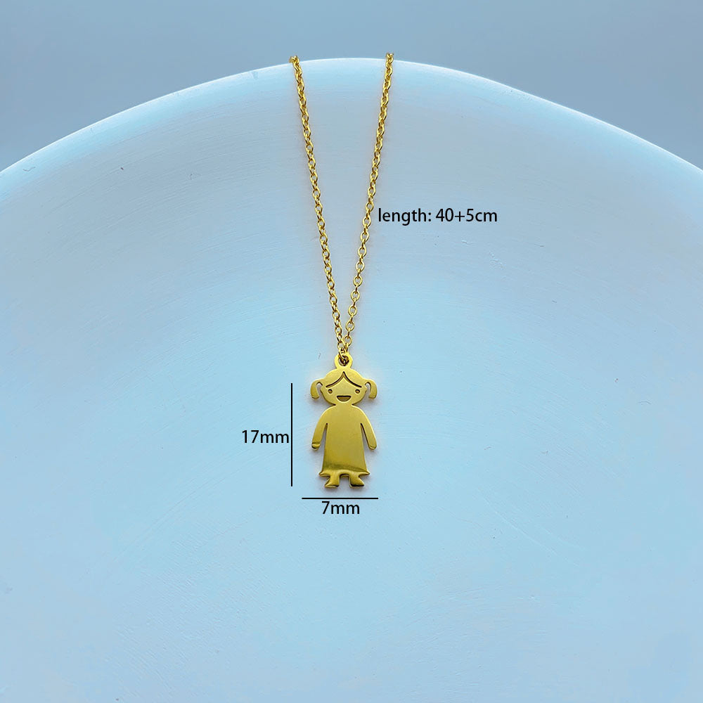 Wholesale Lady Cartoon Character Stainless Steel Titanium Steel Gold Plated Pendant Necklace