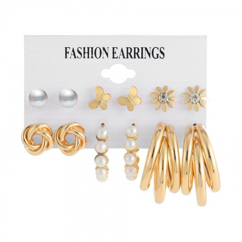 Wholesale Jewelry 1 Set Fashion Geometric Arylic Alloy Artificial Pearls Rhinestones Earrings