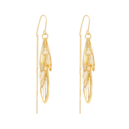 Wholesale Jewelry 1 Pair Simple Style Leaves Alloy 14k Gold Plated Dangling Earrings