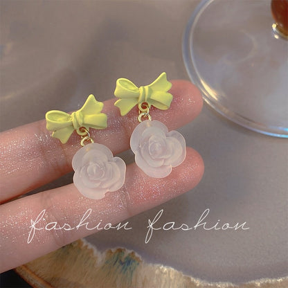 Fashion Flower Alloy Inlay Pearl Women's Drop Earrings 1 Pair