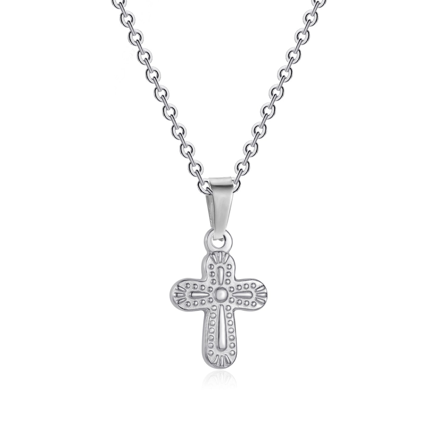 Simple Style Cross Stainless Steel Plating Inlay Zircon 18k Gold Plated Silver Plated Pendant Necklace