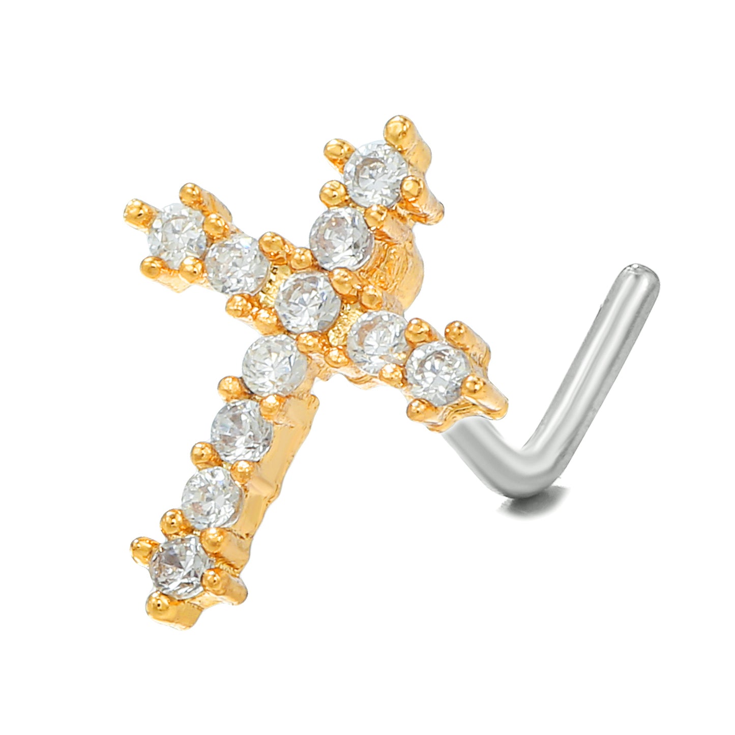 Wholesale Fashion Hexagram Cross Scorpion Copper 18k Gold Plated Pearl Zircon Nose Studs