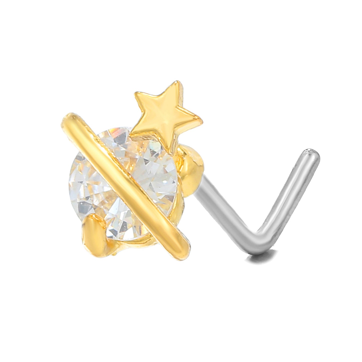 Wholesale Fashion Hexagram Cross Scorpion Copper 18k Gold Plated Pearl Zircon Nose Studs