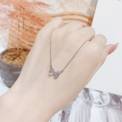 Simple Style Butterfly Copper Inlay Zircon Necklace