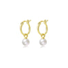 1 Pair Sweet Round Imitation Pearl Sterling Silver Plating Drop Earrings