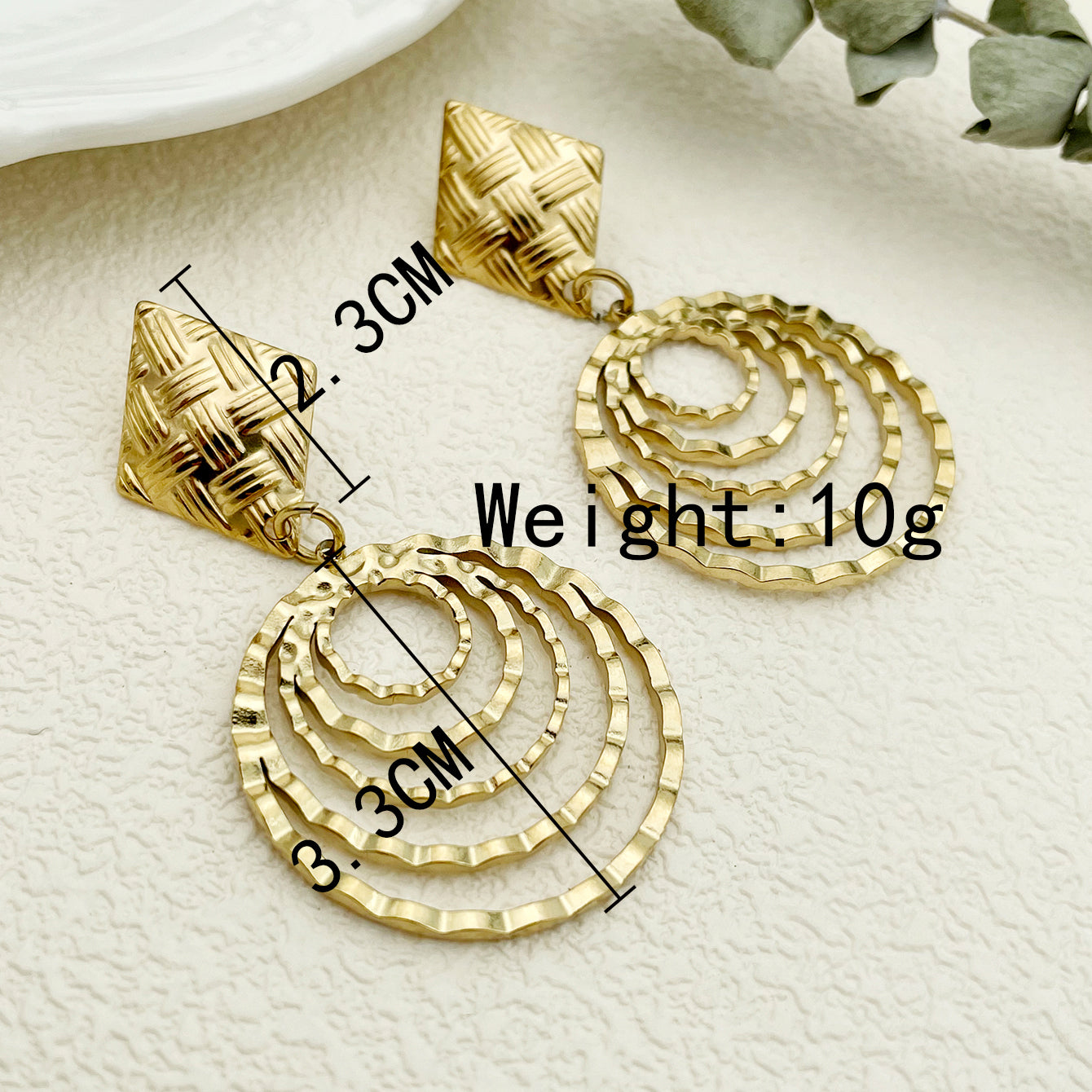 1 Pair Modern Style Circle Rhombus Stainless Steel Plating 14k Gold Plated Drop Earrings