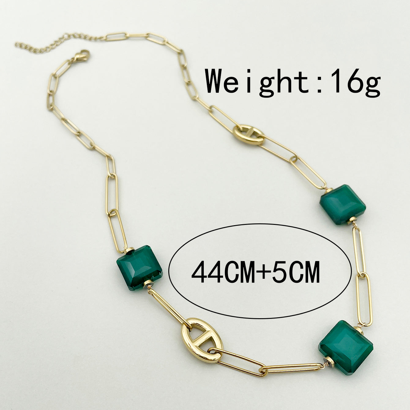 Simple Style Irregular Stainless Steel Metal Polishing Plating Inlay Gem Gold Plated Necklace