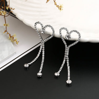 Wholesale Jewelry 1 Pair Simple Style Heart Shape Alloy Rhinestones Drop Earrings