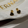 Modern Style Square Heart Shape Flower Copper Plating Ear Studs 1 Pair