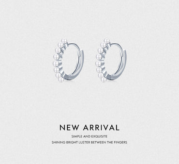 1 Pair Ins Style Round Sterling Silver Plating Inlay Artificial Pearls 14k Gold Plated Rhodium Plated Hoop Earrings
