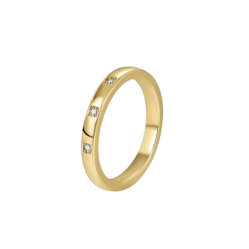 Simple Style Round Copper Plating Inlay Zircon 18k Gold Plated Rings