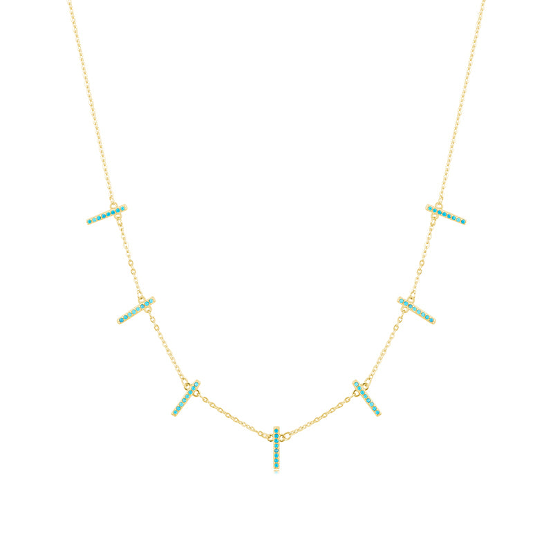 Bohemian Rectangle Sterling Silver Plating Inlay Turquoise 14k Gold Plated Rhodium Plated Choker