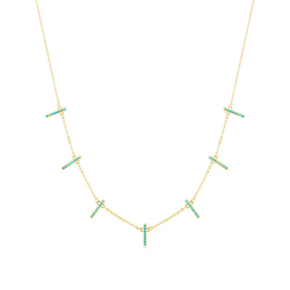 Bohemian Rectangle Sterling Silver Plating Inlay Turquoise 14k Gold Plated Rhodium Plated Choker