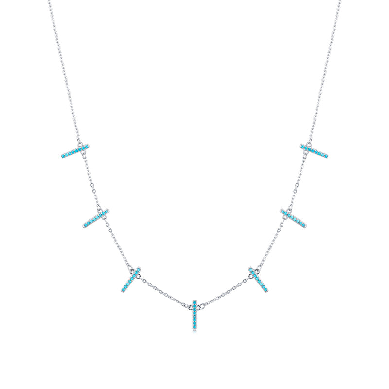 Bohemian Rectangle Sterling Silver Plating Inlay Turquoise 14k Gold Plated Rhodium Plated Choker