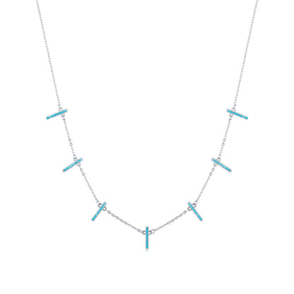 Bohemian Rectangle Sterling Silver Plating Inlay Turquoise 14k Gold Plated Rhodium Plated Choker