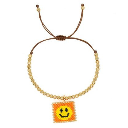 Sweet Smiley Face Seed Bead Golden Balls Wholesale Bracelets