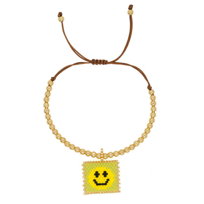 Sweet Smiley Face Seed Bead Golden Balls Wholesale Bracelets