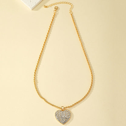 Wholesale Jewelry Ins Style Heart Shape Alloy Rhinestones Pendant Necklace