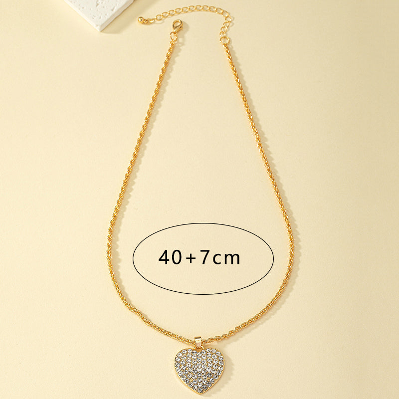 Wholesale Jewelry Ins Style Heart Shape Alloy Rhinestones Pendant Necklace