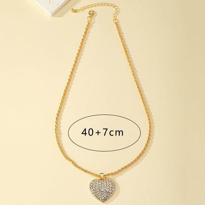 Wholesale Jewelry Ins Style Heart Shape Alloy Rhinestones Pendant Necklace