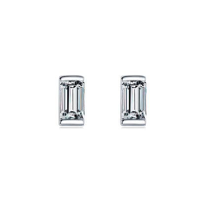 1 Pair Simple Style Rectangle Sterling Silver Plating Inlay Zircon 14k Gold Plated Rhodium Plated Ear Studs