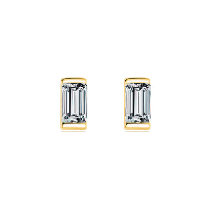 1 Pair Simple Style Rectangle Sterling Silver Plating Inlay Zircon 14k Gold Plated Rhodium Plated Ear Studs