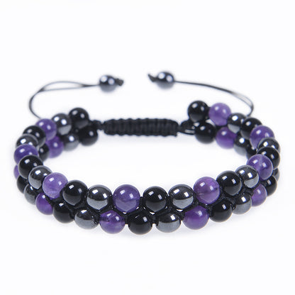 Retro Color Block Agate Beaded Bracelets 1 Piece