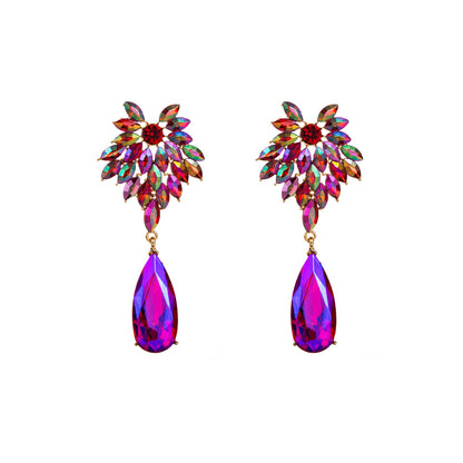 Baroque Style Water Droplets Alloy Plating Inlay Rhinestones Glass Gold Plated Women's Drop Earrings