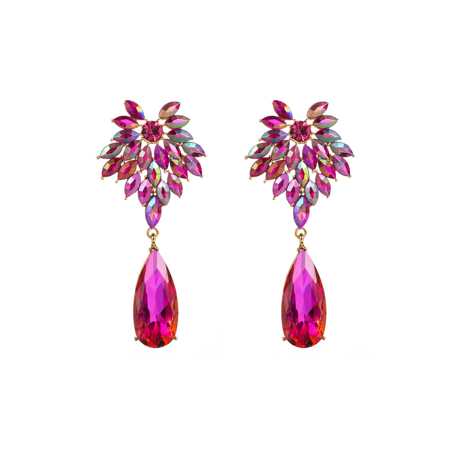 Baroque Style Water Droplets Alloy Plating Inlay Rhinestones Glass Gold Plated Women's Drop Earrings