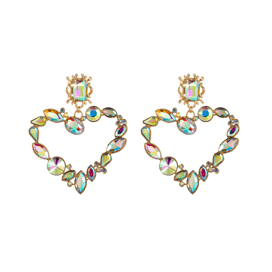 Baroque Style Heart Shape Alloy Plating Inlay Rhinestones Glass Gold Plated Women's Drop Earrings