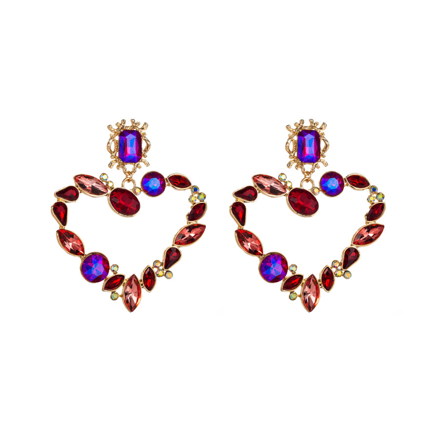 Baroque Style Heart Shape Alloy Plating Inlay Rhinestones Glass Gold Plated Women's Drop Earrings