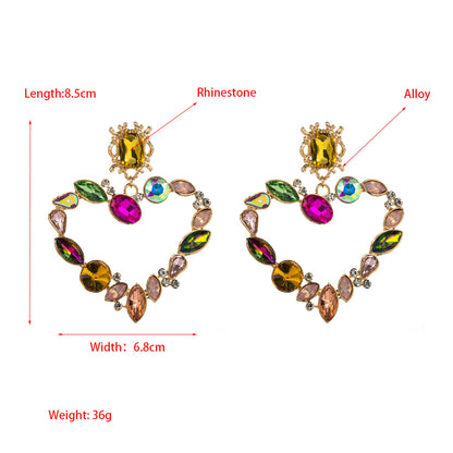 Baroque Style Heart Shape Alloy Plating Inlay Rhinestones Glass Gold Plated Women's Drop Earrings