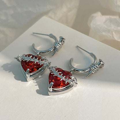 Wholesale Jewelry 1 Pair Casual Heart Shape Flower Butterfly Alloy Rhinestones Drop Earrings Ear Studs