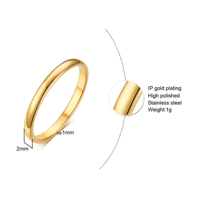 Simple Style Solid Color Stainless Steel Plating 18k Gold Plated Rings