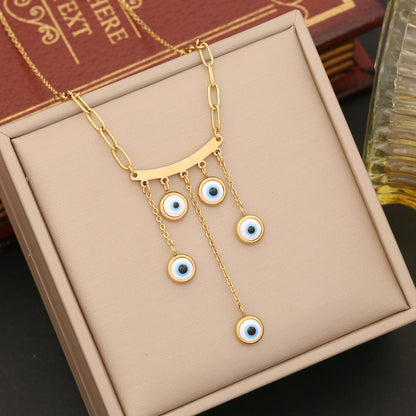 Casual Devil's Eye Stainless Steel Plating Necklace