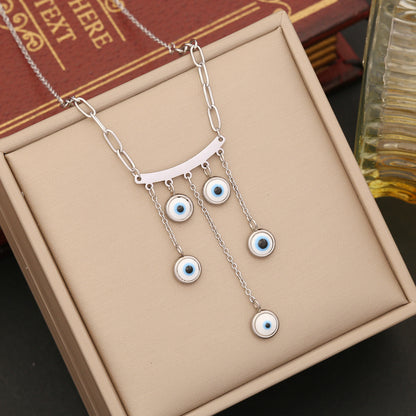 Casual Devil's Eye Stainless Steel Plating Necklace