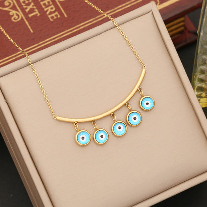 Casual Devil's Eye Stainless Steel Plating Necklace